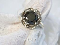 Black Lab-Created Moissanite 925 Sterling Silver Ring 3.87ct USA Made Size 8.25