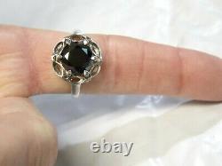 Black Lab-Created Moissanite 925 Sterling Silver Ring 3.87ct USA Made Size 8.25