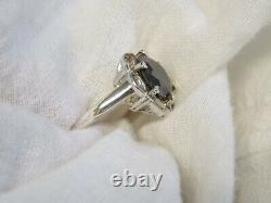 Black Lab-Created Moissanite 925 Sterling Silver Ring 3.87ct USA Made Size 8.25