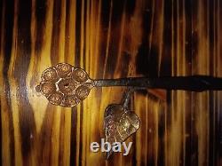 Blacksmith made Hand Forged Hook flower with a leaf (guilded)