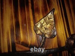 Blacksmith made Hand Forged Hook flower with a leaf (guilded)