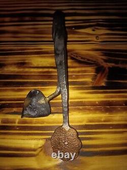 Blacksmith made Hand Forged Hook flower with a leaf (guilded)