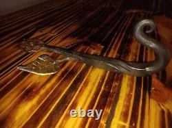Blacksmith made Hand Forged Hook flower with a leaf (guilded)
