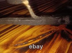 Blacksmith made Hand Forged Hook flower with a leaf (guilded)