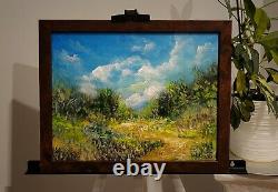 Blue Ridge Mountain Trail Cloudy landscape Painting signed Framed Impressionism