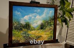 Blue Ridge Mountain Trail Cloudy landscape Painting signed Framed Impressionism