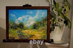 Blue Ridge Mountain Trail Cloudy landscape Painting signed Framed Impressionism