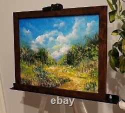 Blue Ridge Mountain Trail Cloudy landscape Painting signed Framed Impressionism