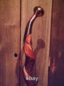 Brass HAME handle walking stick cane vine spiraled shaft custom made in the USA