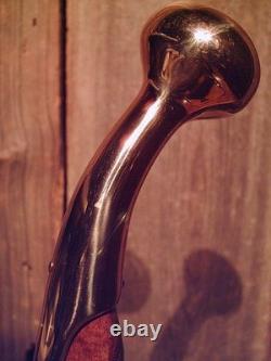 Brass HAME handle walking stick cane vine spiraled shaft custom made in the USA