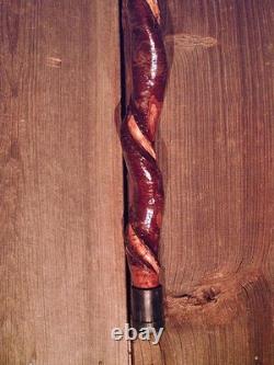 Brass HAME handle walking stick cane vine spiraled shaft custom made in the USA