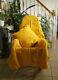 Bright Yellow Afghan With Coordinating Pillow Hand Crocheted In The Usa