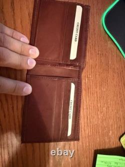 Brown Bi-Fold Wallet Genuine Leather, Made in USA Hand Made By Brand 64 In Texas
