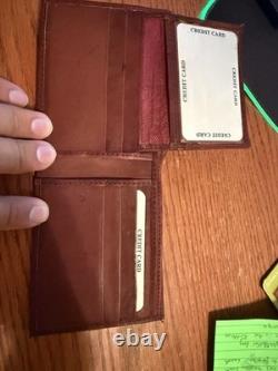 Brown Bi-Fold Wallet Genuine Leather, Made in USA Hand Made By Brand 64 In Texas