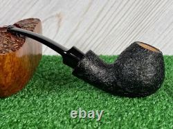 Buckeye Pipes UNSMOKED Large Bent Brandy, Hand Made, USA Black, Blast Finish