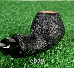Buckeye Pipes UNSMOKED Large Bent Brandy, Hand Made, USA Black, Blast Finish