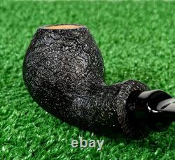 Buckeye Pipes UNSMOKED Large Bent Brandy, Hand Made, USA Black, Blast Finish