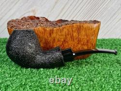 Buckeye Pipes UNSMOKED Large Bent Brandy, Hand Made, USA Black, Blast Finish