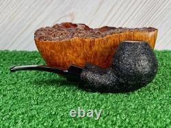 Buckeye Pipes UNSMOKED Large Bent Brandy, Hand Made, USA Black, Blast Finish