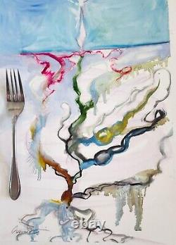 CRAMOLINI vibrant Seaweed ORIGINAL Oil Painting &charcoal ART NOTpRINT FREE SHIP