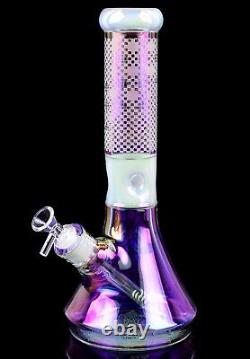 CUTE 13 Inch THICK Iridescent BEAKER BONG Glass Water Pipe HEAVY GIRLY USA