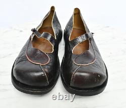 CYDWOQ Hand Made in USA Brown Leather Mary Janes Casual Shoes Womens Sz 37 US 7