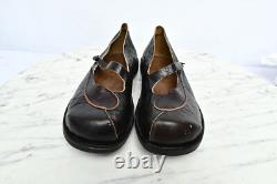 CYDWOQ Hand Made in USA Brown Leather Mary Janes Casual Shoes Womens Sz 37 US 7
