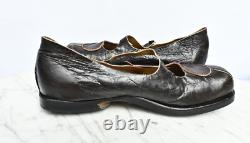 CYDWOQ Hand Made in USA Brown Leather Mary Janes Casual Shoes Womens Sz 37 US 7