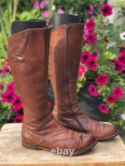 CYDWOQ Leather Hand Made in USA MOVE Riding Tall Knee High Boots Womens Sz 36