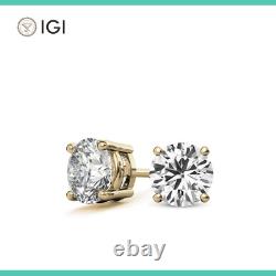 Certified 0.50CT E\VS2 Lab Grown Diamond Stud Earrings 18k Yellow Gold