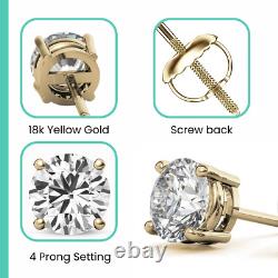 Certified 0.50CT E\VS2 Lab Grown Diamond Stud Earrings 18k Yellow Gold