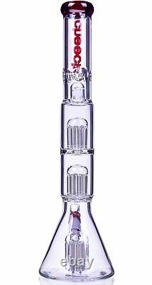 Cheech Glass 19 INCH TALL Bong Triple Perc Beaker Base BIG Water Pipe Red USA
