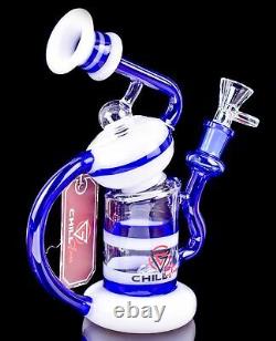 Chill Glass 2-Arm RECYCLER Inline BONG Blue Unique HELIX Hookah Water Pipe USA
