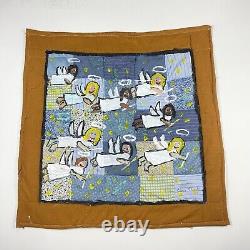 Chris Clark Folk Art Original Signed 2001 Hand Painted Hand Made Quilt 29x29