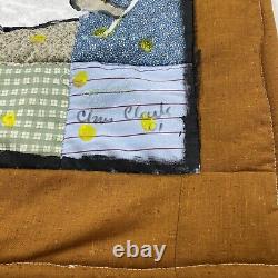 Chris Clark Folk Art Original Signed 2001 Hand Painted Hand Made Quilt 29x29