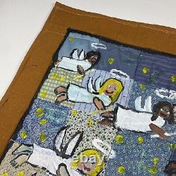 Chris Clark Folk Art Original Signed 2001 Hand Painted Hand Made Quilt 29x29