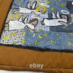 Chris Clark Folk Art Original Signed 2001 Hand Painted Hand Made Quilt 29x29
