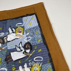 Chris Clark Folk Art Original Signed 2001 Hand Painted Hand Made Quilt 29x29