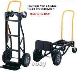 Convertible Hand Truck Dolly 700lb Cap 2 & 4 Wheel Cart Move Equipment Made USA