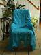 Crocheted Azure Blue Swirl Afghan / Throw Hand Made In The Usa