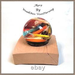 Crystal Ball Handmade Colored Pencil & Resin LED Remote Hand Crafted USA 409