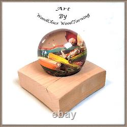 Crystal Ball Handmade Colored Pencil & Resin LED Remote Hand Crafted USA 409