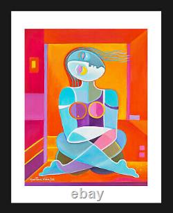 Cubism painting Marlina Vera Contemporary Art Modern Woman at Peace Collectible