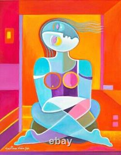 Cubism painting Marlina Vera Contemporary Art Modern Woman at Peace Collectible