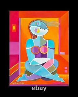 Cubism painting Marlina Vera Contemporary Art Modern Woman at Peace Collectible