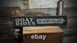 Custom Boat Rides Lake House Sign -Rustic Hand Made Vintage Wood Sign