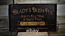 Custom Distressed Irish Pub Proprietor Sign Rustic Hand Made Wooden