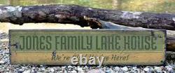 Custom Family Lake House Sign Rustic Hand Made Vintage Wooden