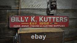 Custom Guns, Ammo & Fishing Sign Rustic Hand Made Vintage Wood Sign