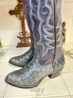 Custom HAND MADE IN Lavender Blue WESTERN DANCEHALL RODEO RANCH Boots USA 6 B